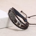 Guys Feather Decor Braided Bracelet