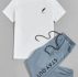 Guys Feather Print Tee & Slogan Graphic Drawstring Waist Sweatpants