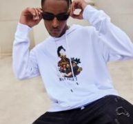 Guys Figure & Letter Graphic Drawstring Hoodie