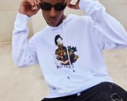 Guys Figure & Letter Graphic Drawstring Hoodie