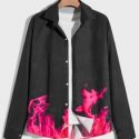 Guys Fire Graphic Button Front Shirt