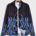 Guys Fire Graphic Button Front Shirt