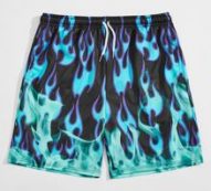 Guys Fire Graphic Drawstring Shorts