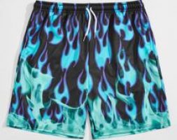 Guys Fire Graphic Drawstring Shorts
