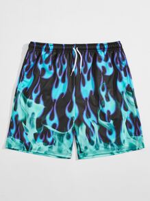 Guys Fire Graphic Drawstring Shorts