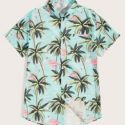 Guys Flamingo & Tree Print Shirt