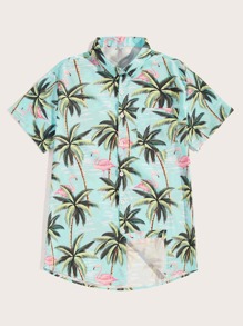 Guys Flamingo & Tree Print Shirt