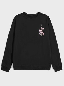 Guys Floral Embroidery Sweatshirt