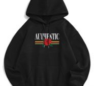 Guys Floral Letter Print Drawstring Hoodie