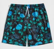 Guys Floral Print Drawstring Shorts