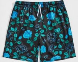 Guys Floral Print Drawstring Shorts