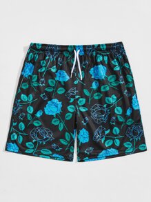 Guys Floral Print Drawstring Shorts