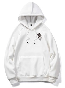 Guys Floral Print Drawstring Sweatshirt