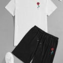 Guys Floral Tee & Drawstring Track Shorts