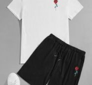 Guys Floral Tee & Drawstring Track Shorts