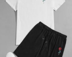 Guys Floral Tee & Drawstring Track Shorts