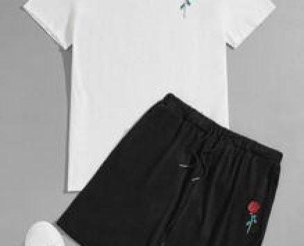 Guys Floral Tee & Drawstring Track Shorts