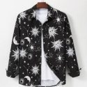 Guys Galaxy Print Pocket Front Button Up Shirt