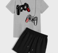 Guys Gamepad Print Tee & Drawstring Track Shorts