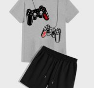 Guys Gamepad Print Tee & Drawstring Track Shorts