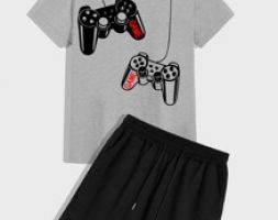 Guys Gamepad Print Tee & Drawstring Track Shorts