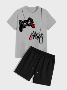 Guys Gamepad Print Tee & Drawstring Track Shorts