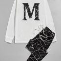 Guys Geo And Letter Graphic Pullover & Sweatpants