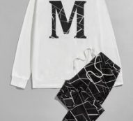 Guys Geo And Letter Graphic Pullover & Sweatpants