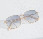 Guys Geometric Metal Frame Sunglasses