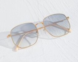 Guys Geometric Metal Frame Sunglasses