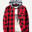 Guys Gingham Hooded Shirt