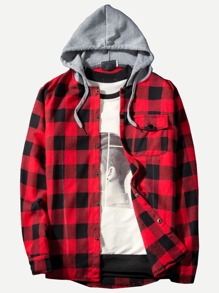 Guys Gingham Hooded Shirt