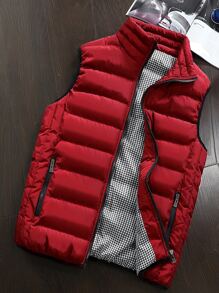 Guys Gingham Lined Zip Up Vest Jacket