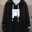 Guys Graphic Print Drawstring Hoodie