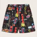 Guys Graphic Print Elastic Waist Shorts