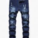 Guys Graphic Print Ripped Jeans