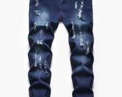 Guys Graphic Print Ripped Jeans