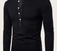 Guys Half Button Stand Neck Polo Shirt