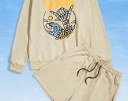 Guys Halloween Print Sweatshirt & Drawstring Track Shorts