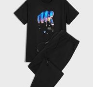 Guys Hand And Slogan Graphic Tee & Drawstring Waist Sweatpants