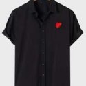 Guys Heart Embroidered Button Through Shirt