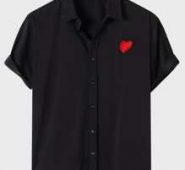 Guys Heart Embroidered Button Through Shirt