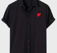 Guys Heart Embroidered Button Through Shirt