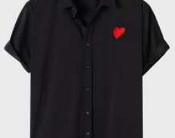 Guys Heart Embroidered Button Through Shirt