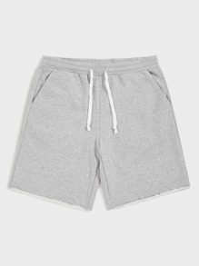 Guys Heathered Gray Drawstring Athletic Shorts