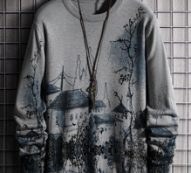 Guys Ink Painting Pattern Sweater