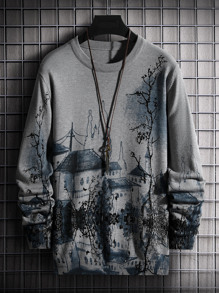 Guys Ink Painting Pattern Sweater