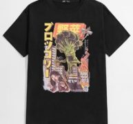Guys Japanese & Monster Print Tee