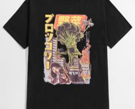Guys Japanese & Monster Print Tee