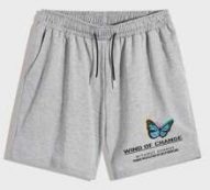 Guys Letter Butterfly Graphic Drawstring Shorts